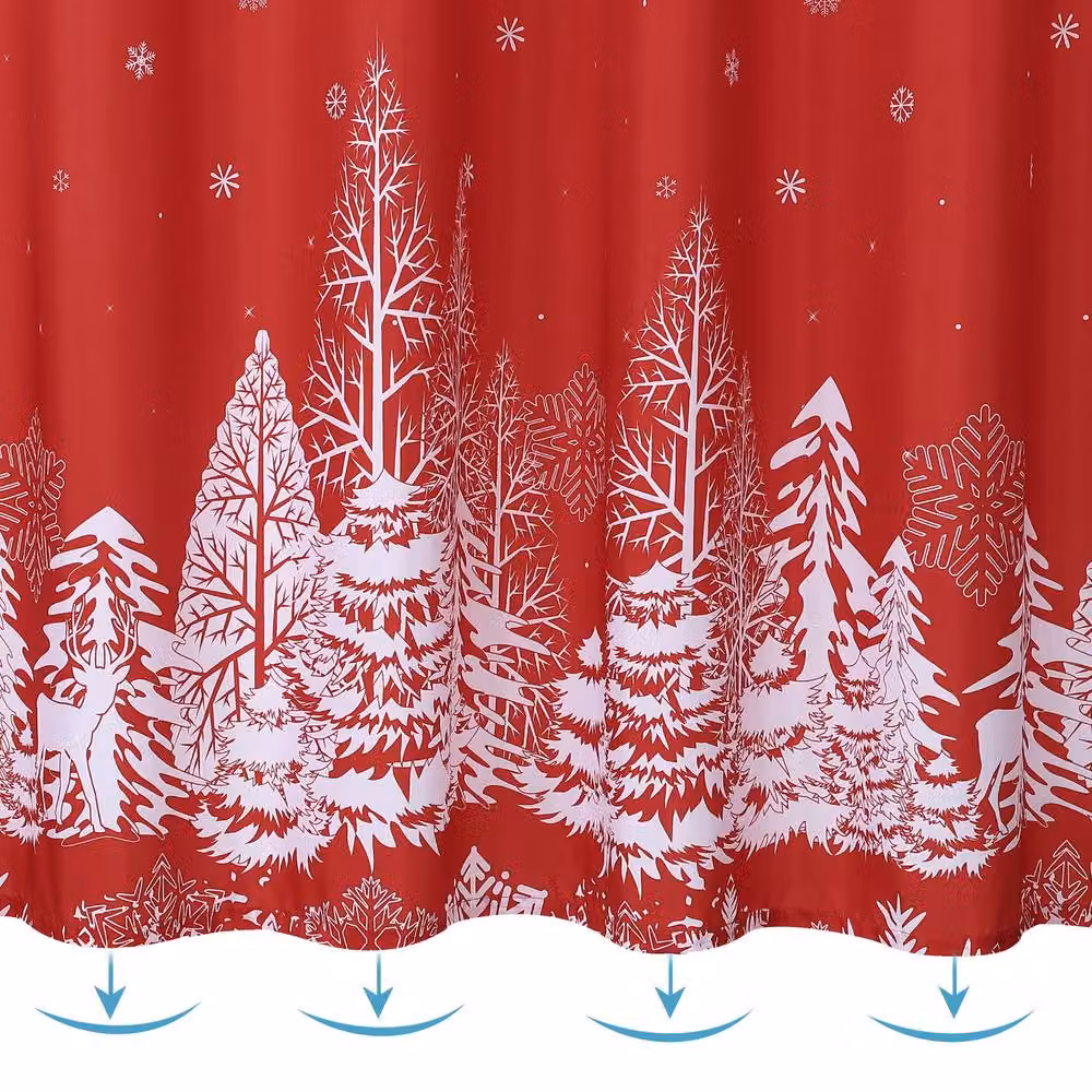 London Boutique Festive Christmas Waterproof Polyester Shower Curtain in Red and White, W/H: 182.88 x 182.88 cm – 5