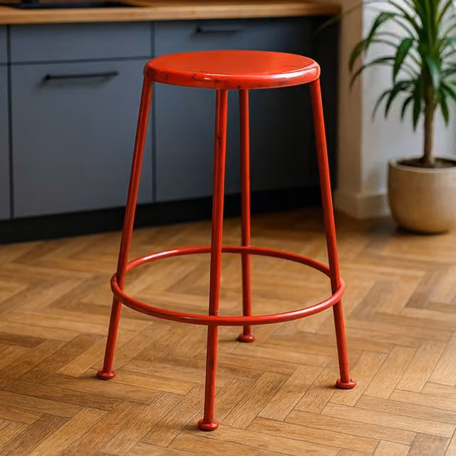 Premier Housewares Artisan Red Metal Stool, H 70 x W 50 x D 50 cm – 1