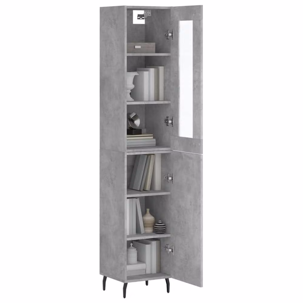 Berkfield Home Modern Highboard in Concrete Grey, W/D/H: 34.5 x 34 x 180 cm – 3