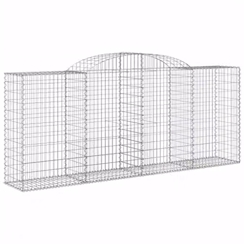vidaXL Arched Gabion Baskets, 12 Piece Set, Galvanised Steel, Silver, W: 300 cm, D: 50 cm, H: 120/140 cm