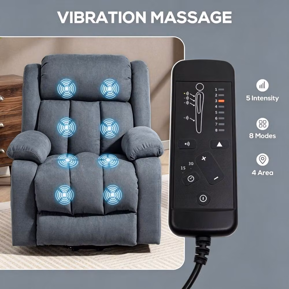 STILVORA Grey Fabric Lift Recliner Chair with Massage and Footrest – 5