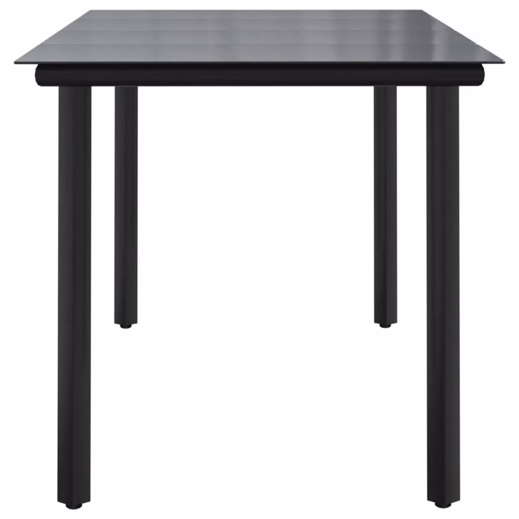 Berkfield Home Black Rectangular Garden Dining Table with Powder Coated Steel and Tempered Glass, W/D/H: 160 x 80 x 74 cm – 3