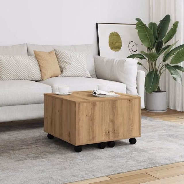Berkfield Home Artisan Oak Coffee Table in Brown, W/D/H: 60 x 60 x 38 cm