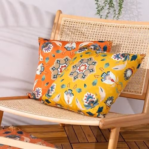 Furn Folk Flora Floral Outdoor Square Cushion in Orange, 43 x 43 cm – 3