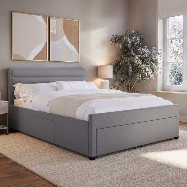 Flair Upholstered Fabric Ottoman Double Bed in Grey