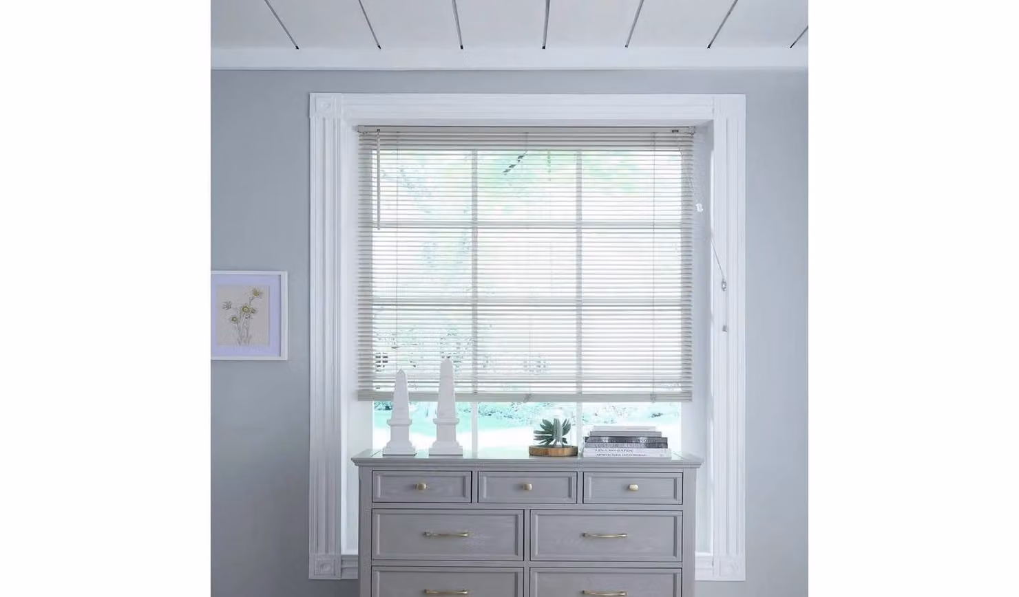 Little Black Book 25mm Wooden Venetian Blind in Warm Grey, W: 90 cm, L: 130 cm