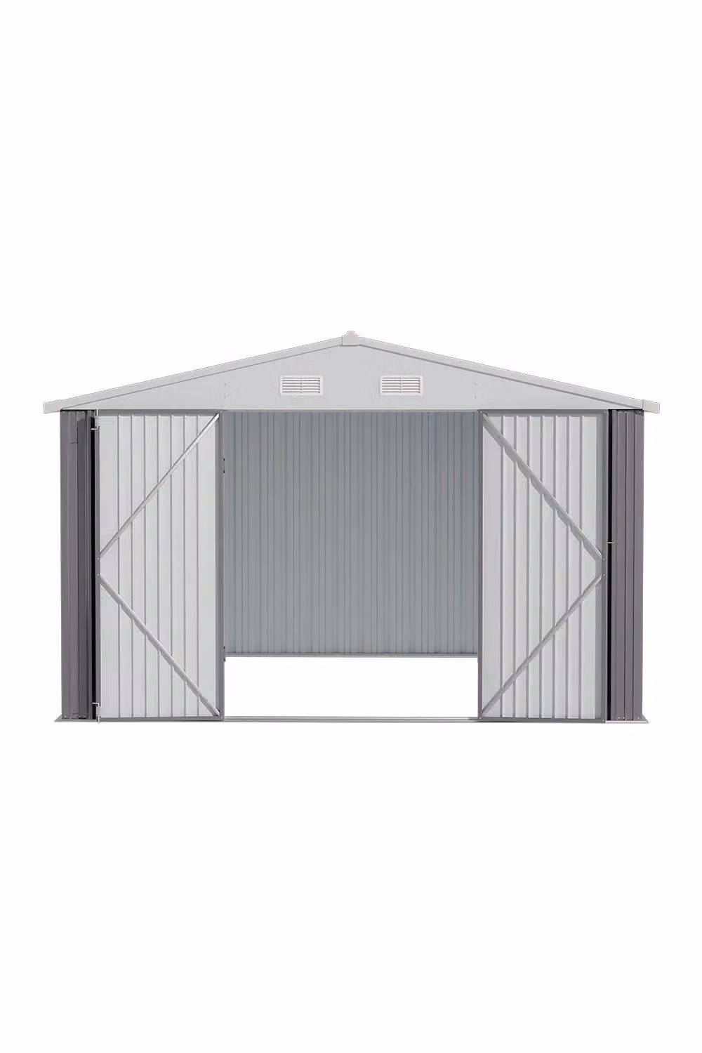 Garden Sanctuary Lockable Steel Outdoor Storage Shed with Gable Roof and Side Vent, Grey, W: 365.76 cm, D: 358.8 cm, H: 203.6 cm – 2