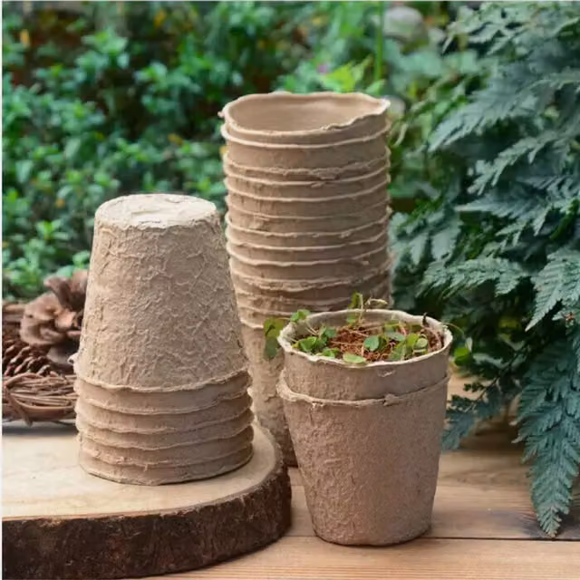 Garden Mile Brown Biodegradable Plastic Plant Pots