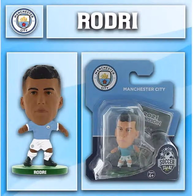 SoccerStarz Man City Rodri Home Kit Classic Mini Figure, Turquoise