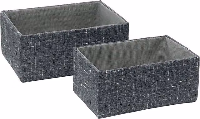 JVL Shadow Rectangular Fabric Storage Baskets, Set of 2, Grey – 3