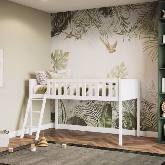 Flair Bea Shorty Midsleeper Cabin Bed in White Solid Pine Wood