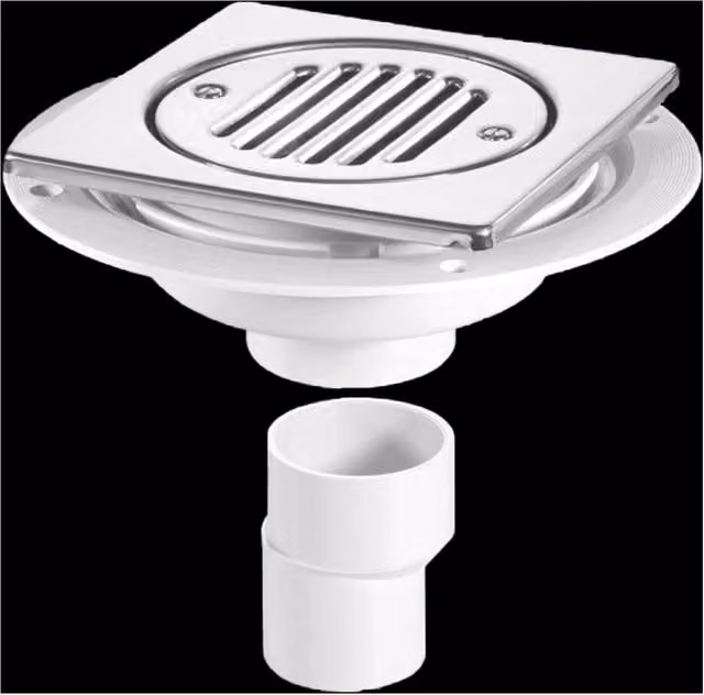 McAlpine USG2T6SS Untrapped Square Gully with Removable Stainless Steel Grid in Silver