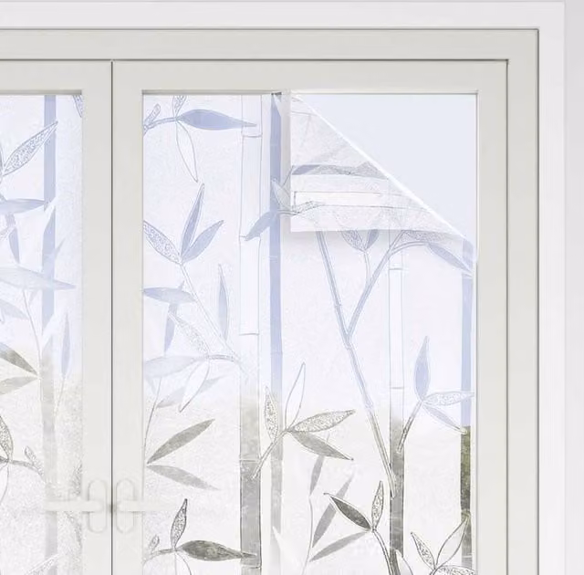 Berkfield Home Decorative Frosted Bamboo Pattern Window Films, 4 Pack, Clear PVC