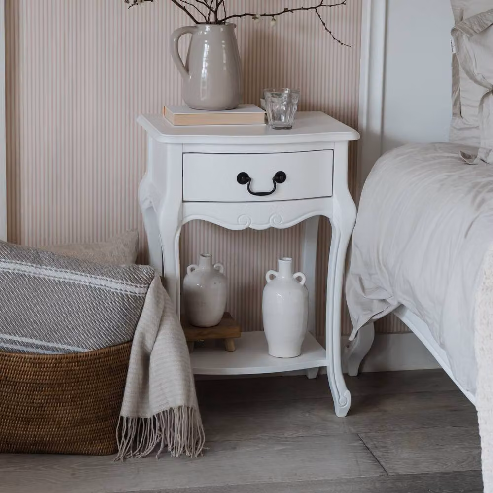 Statement Furniture Juliette Vintage Chic 1 Drawer Bedside Table in White – 2