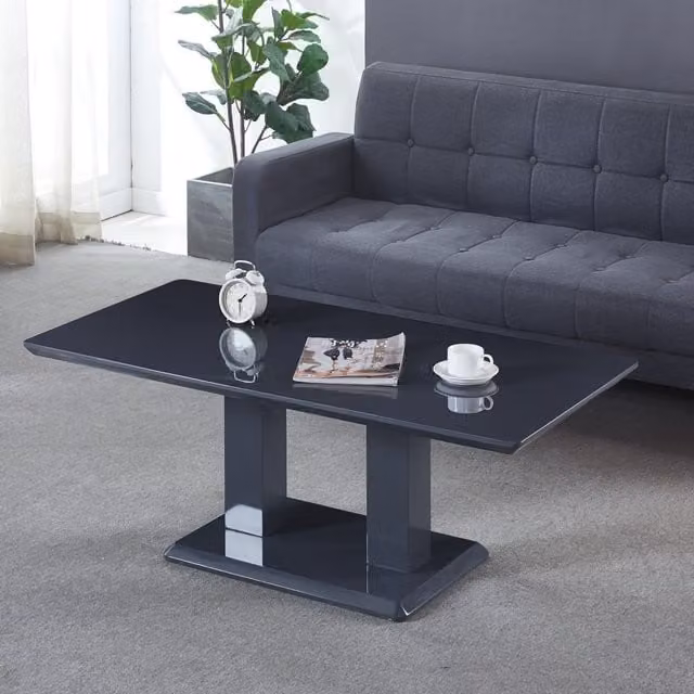 Modernique Rocco Grey Matte MDF Gloss Coffee Table W: 60 cm, D: 45 cm, H: 60 cm