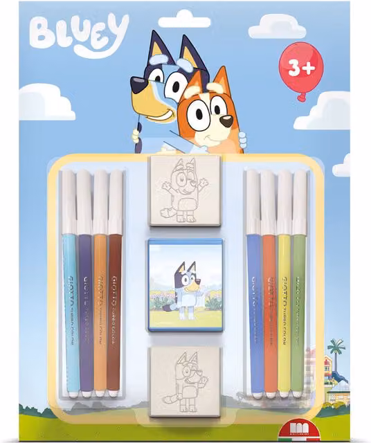 Bluey Multiprint 2 Stamps Kids Craft and Stationery Set in Blue and Multicolour