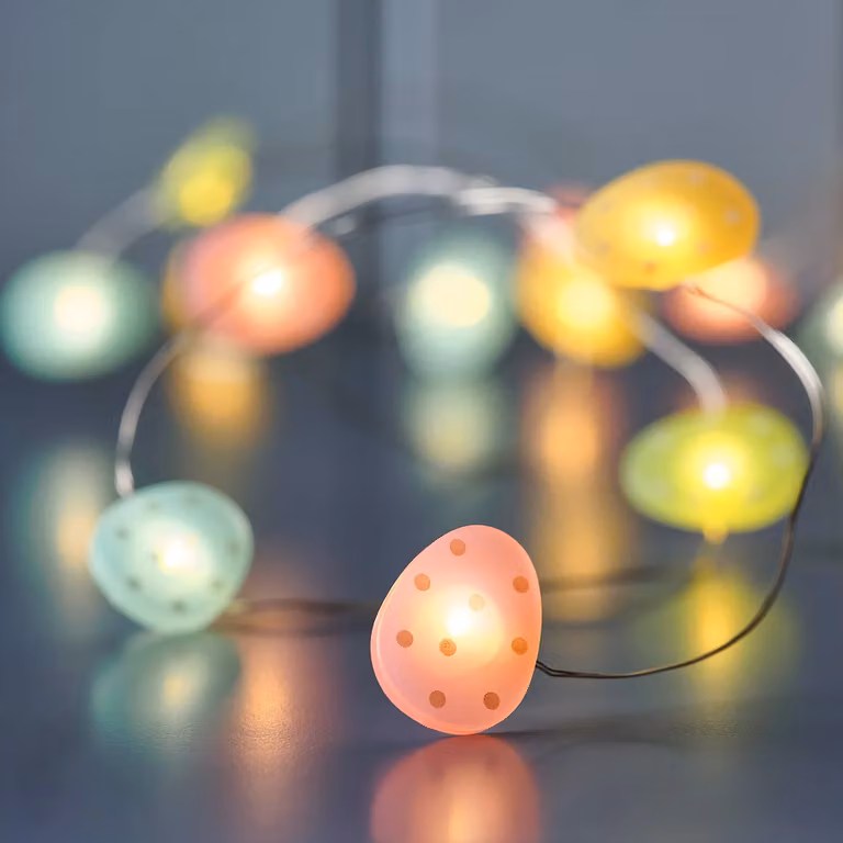 Lights4fun 20 Micro LED Easter Egg String Lights with Polka Dot Decorations in Multicolour and White