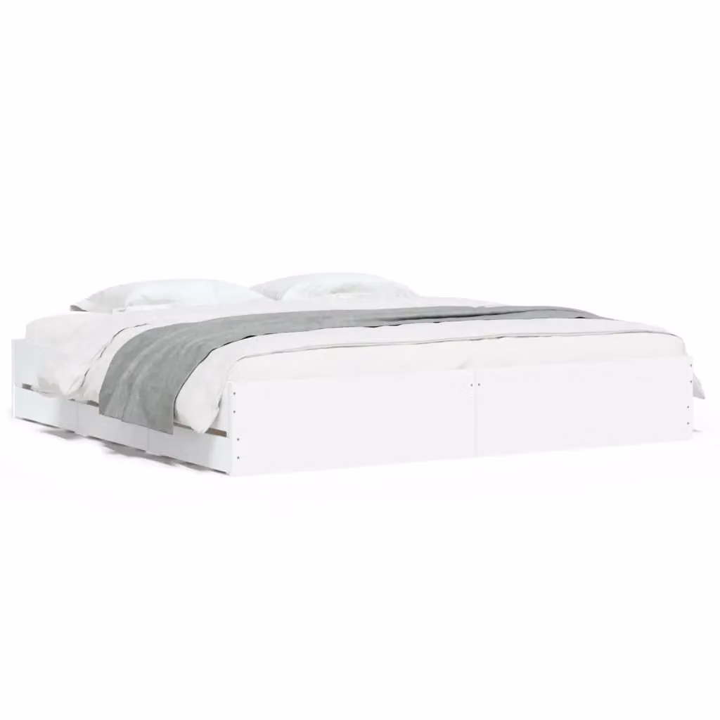 Berkfield Home Modern Bed Frame with Drawers in White, W/D/H: 160 x 200 cm – 2