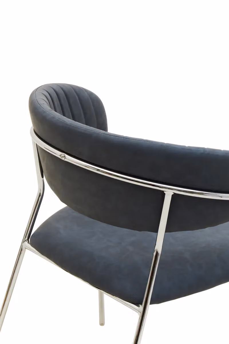 Orsina Tamzin Channel Dining Chair with Armrests in Dark Grey and Silver – 3