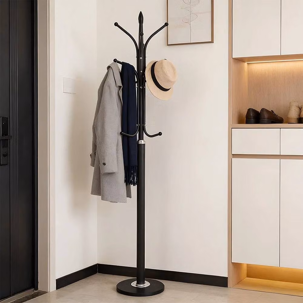 FORGEVIO Black Metal 12 Hook Coat Stand Floor Standing Rack for Hats, Jackets and Umbrellas – 2