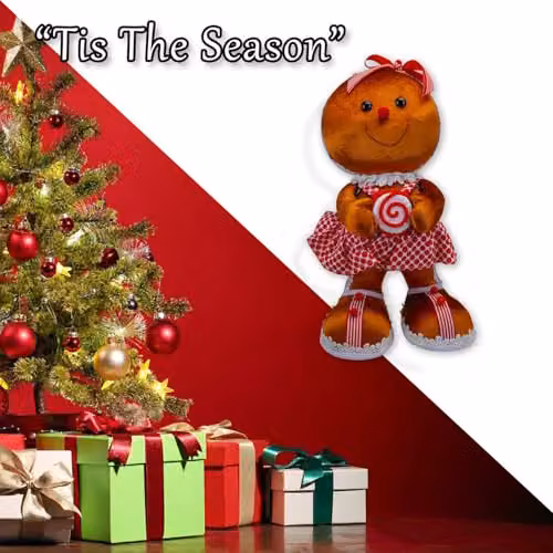 VFM e-Store Christmas Gingerbread Woman Decoration in Red and Brown, H 46 cm x W 24 cm – 5