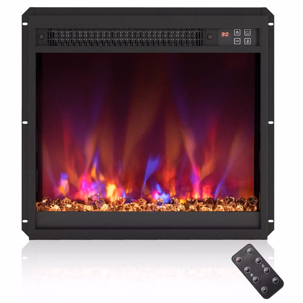 Costway 18 inch Recessed Electric Fireplace Insert 1500W Heater in Black – 10