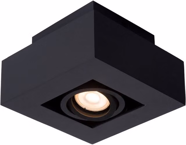 Lucide Modern Square Aluminium Ceiling Spotlight in Black