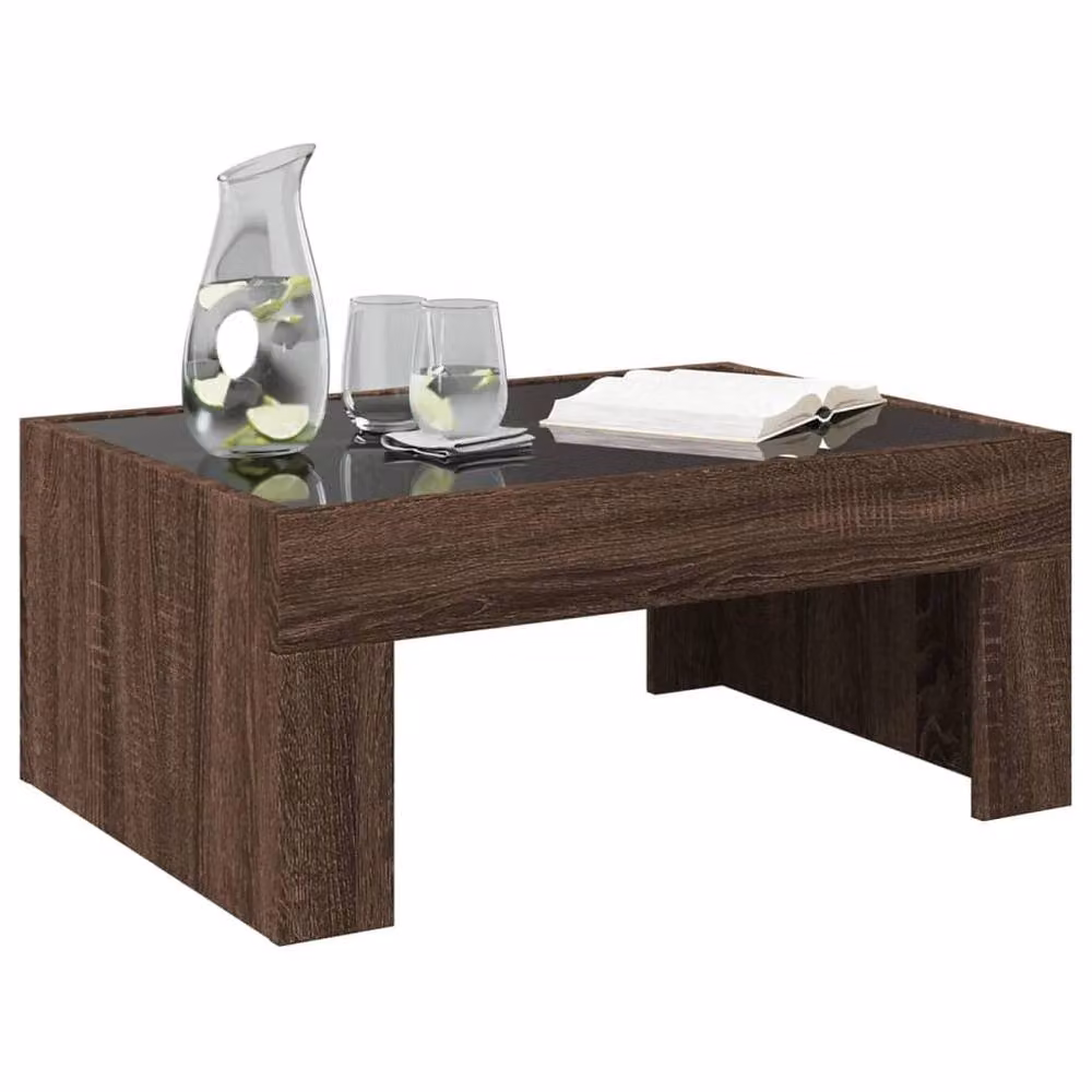 Berkfield Home Infinity LED Decorative Coffee Table in Brown Oak, W: 70 cm, D: 50 cm, H: 30 cm – 4