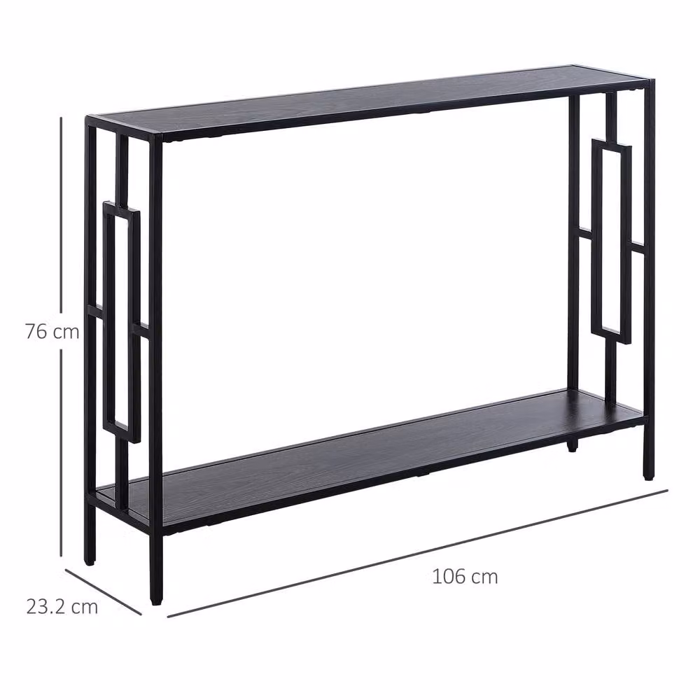 STILVORA Art Deco Console Table with 2 Shelves and Steel Frame in Grey and Black – 3