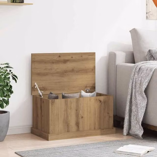 Berkfield Home Artisan Oak Storage Box in Brown, W/D/H: 70 x 40 x 38 cm – 1