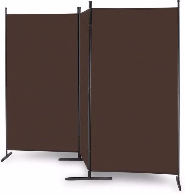 Kelvenix 3 Panel Folding Room Divider Privacy Screen in Brown – 1