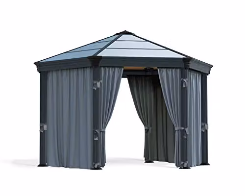 Palram Grey Polyester Curtain Set for Hexagonal Gazebo, W: 232 cm, L: 217 cm