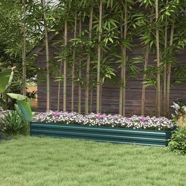 Outsunny Green Galvanised Steel Raised Bed for Vegetable and Ornamental Gardens