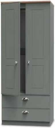 Welcome Victoria Modern 2 Door 2 Drawer Double Wardrobe in Green