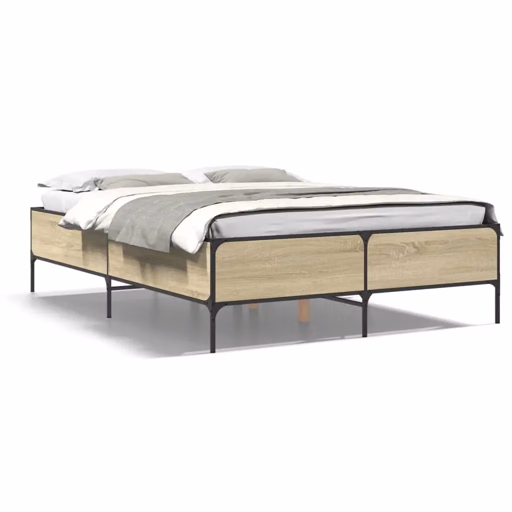 Berkfield Home Sonoma Oak Bed Frame in Brown, W/D/H: 140 x 190 cm – 2