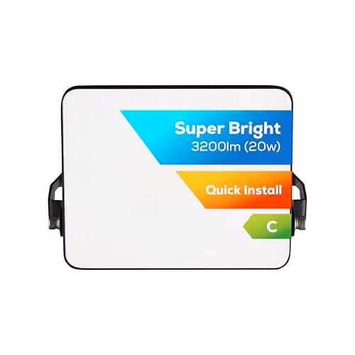 TCP 20W LED Outdoor Security Floodlight, 3200lm, 4000K Cool White, IP65 Waterproof, Black – 1