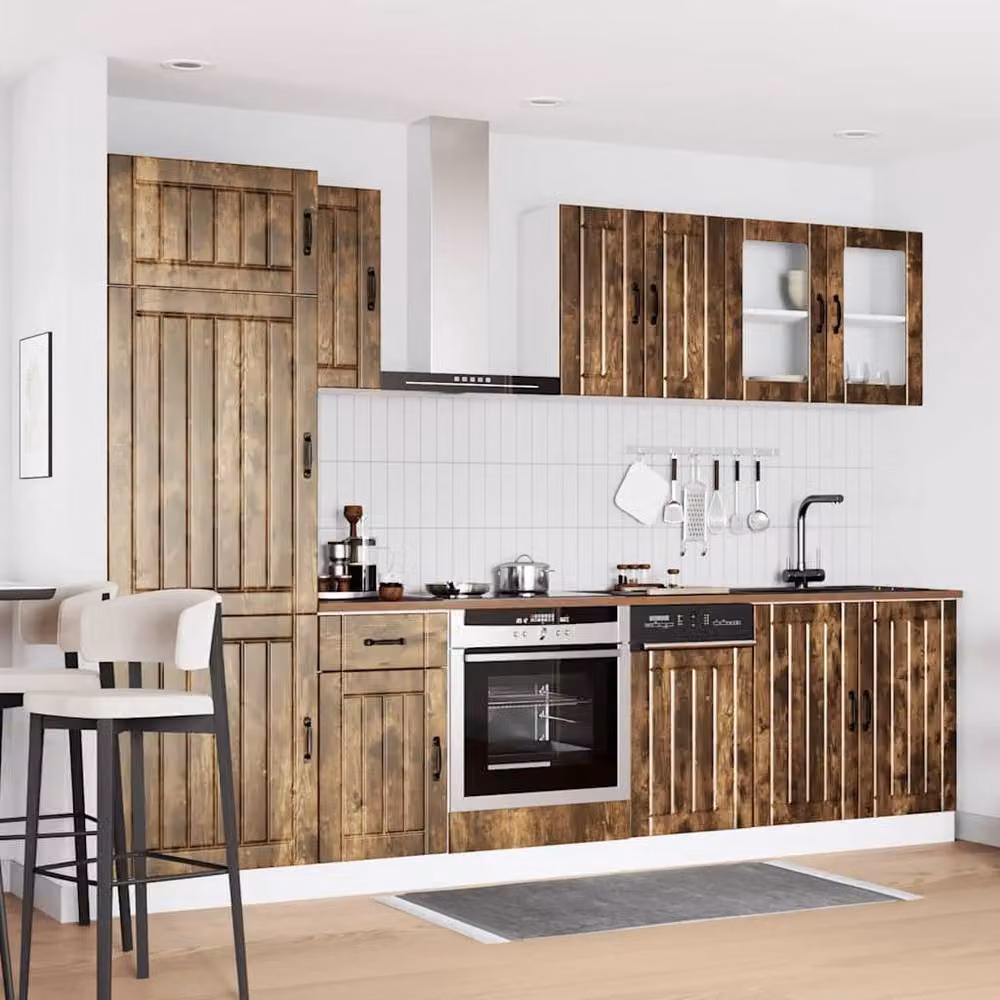 Berkfield Home Kalmar 8 Piece Kitchen Cabinet Set in Smoked Oak Brown Engineered Wood – 2
