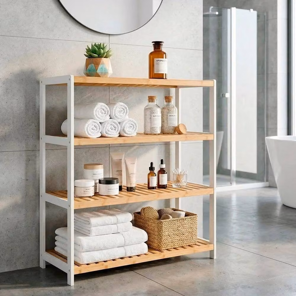 EONLION 4 Tier Natural Bamboo Shoe Rack Stand for Hallways, Width: 50 cm – 2