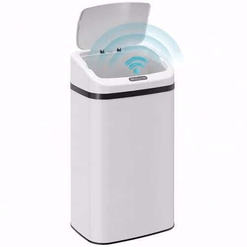HOMCOM 48L Sensor Bin, Stainless Steel Automatic Kitchen Bin in White