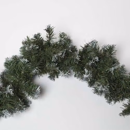 Homescapes Green Snow Dusted Christmas Foliage Garland – 4
