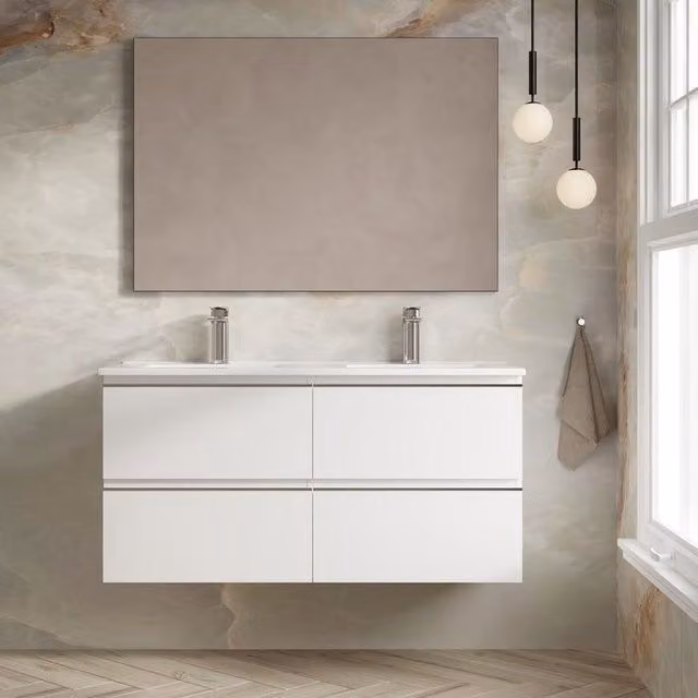 Banyetti Vatilla 1200mm Wall Hung Vanity Unit with Athena Basin, Gloss White