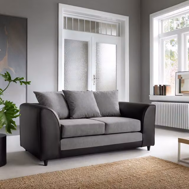 Abakus Direct Dylan 2 Seater Mid-Century Sofa in Grey