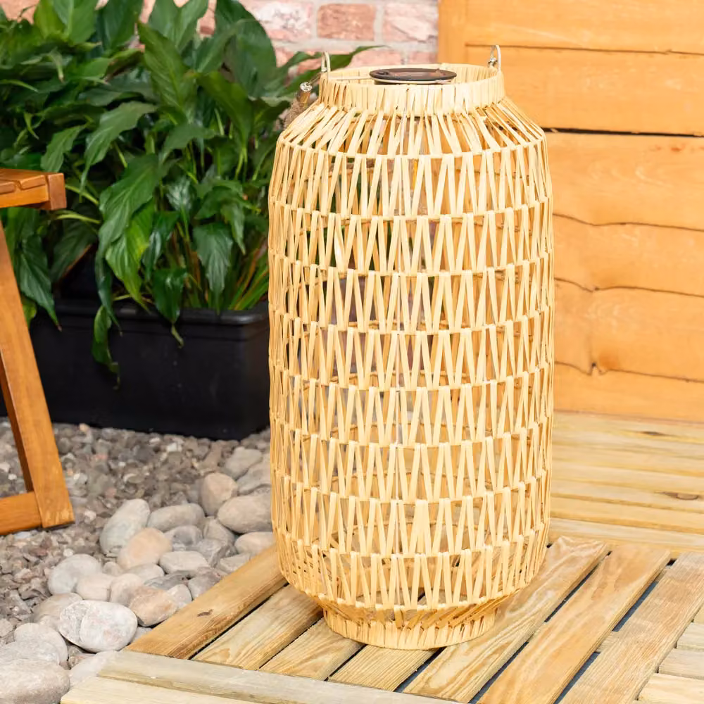 ValueLights Solar Powered Natural Rope Lantern Outdoor Garden Floor Lamp, Brown/Beige, W/D/H: 28.0 x 28.0 x 55.5 cm – 3