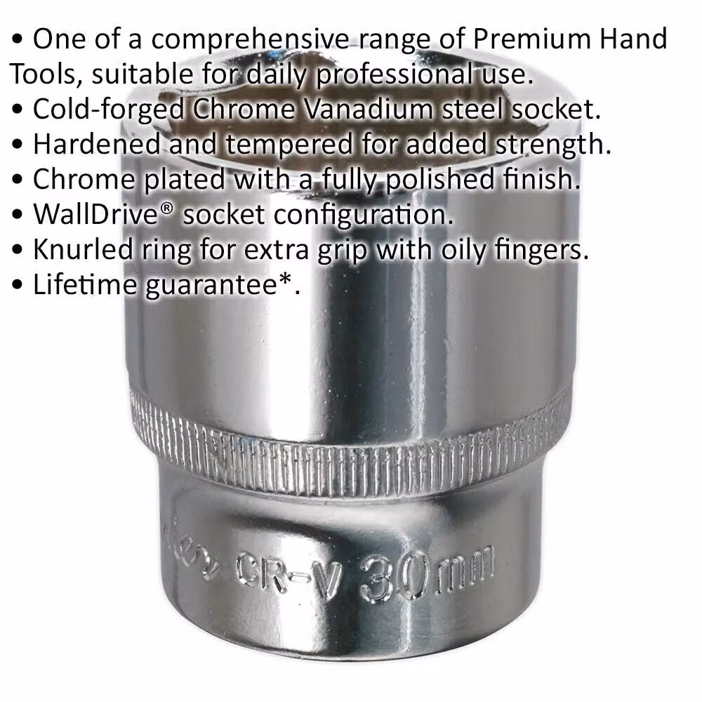 Loops 30mm Forged Steel Drive Socket with 1/2 inch Square Drive in Silver Chrome Vanadium – 2