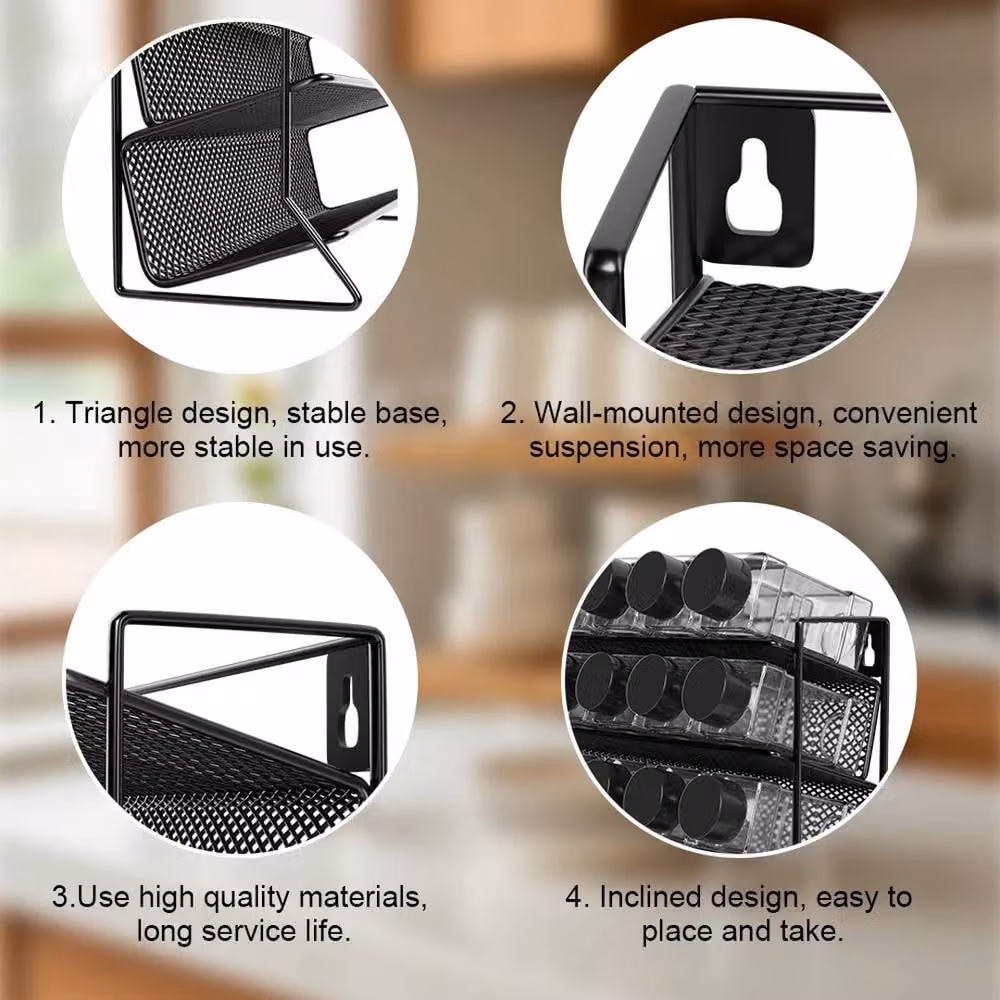 EONLION 4 Tier Black Metal Spice Rack Organiser – 3