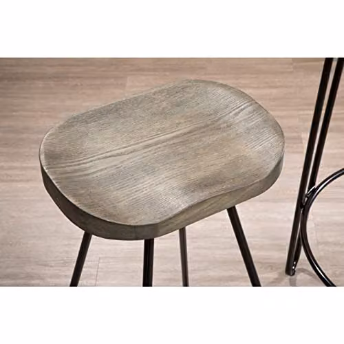 Premier Housewares Industrial Bar Stool with Elm Wood Seat and Metal Legs, Black, W: 44 cm, D: 47 cm, H: 78 cm – 3