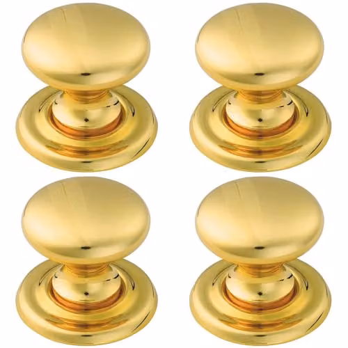 Loops 4 Pack Tiered Mushroom Cupboard Door Knobs in Polished Brass