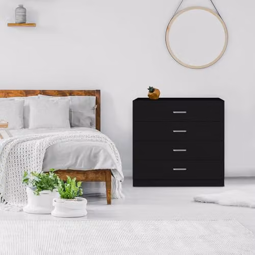 Alivio 4 Drawer Bedside Cabinet and Nightstand in Black – 6