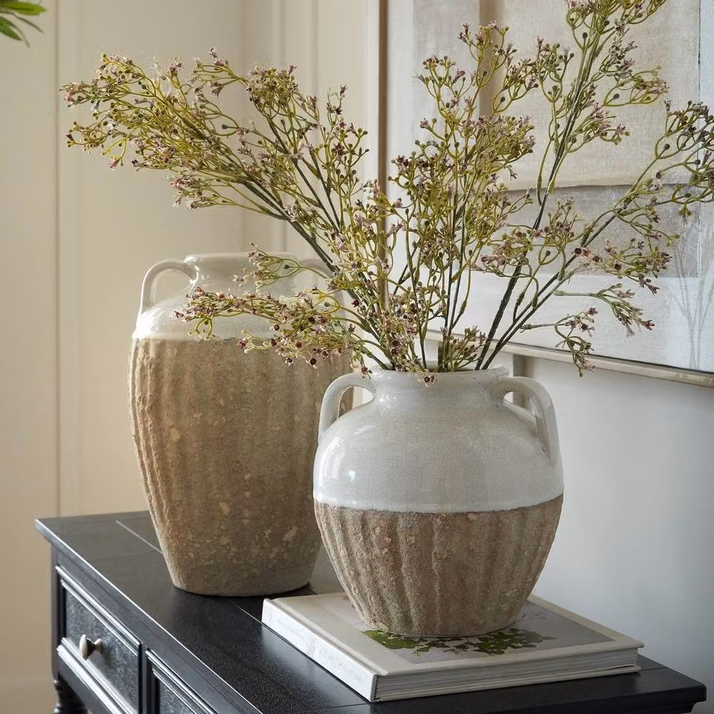 Lemon Pavilion Furniture and Decor Thorne Medium Amphora Vase, White Ceramic, W: 21 cm, D: 21 cm, H: 22 cm – 3