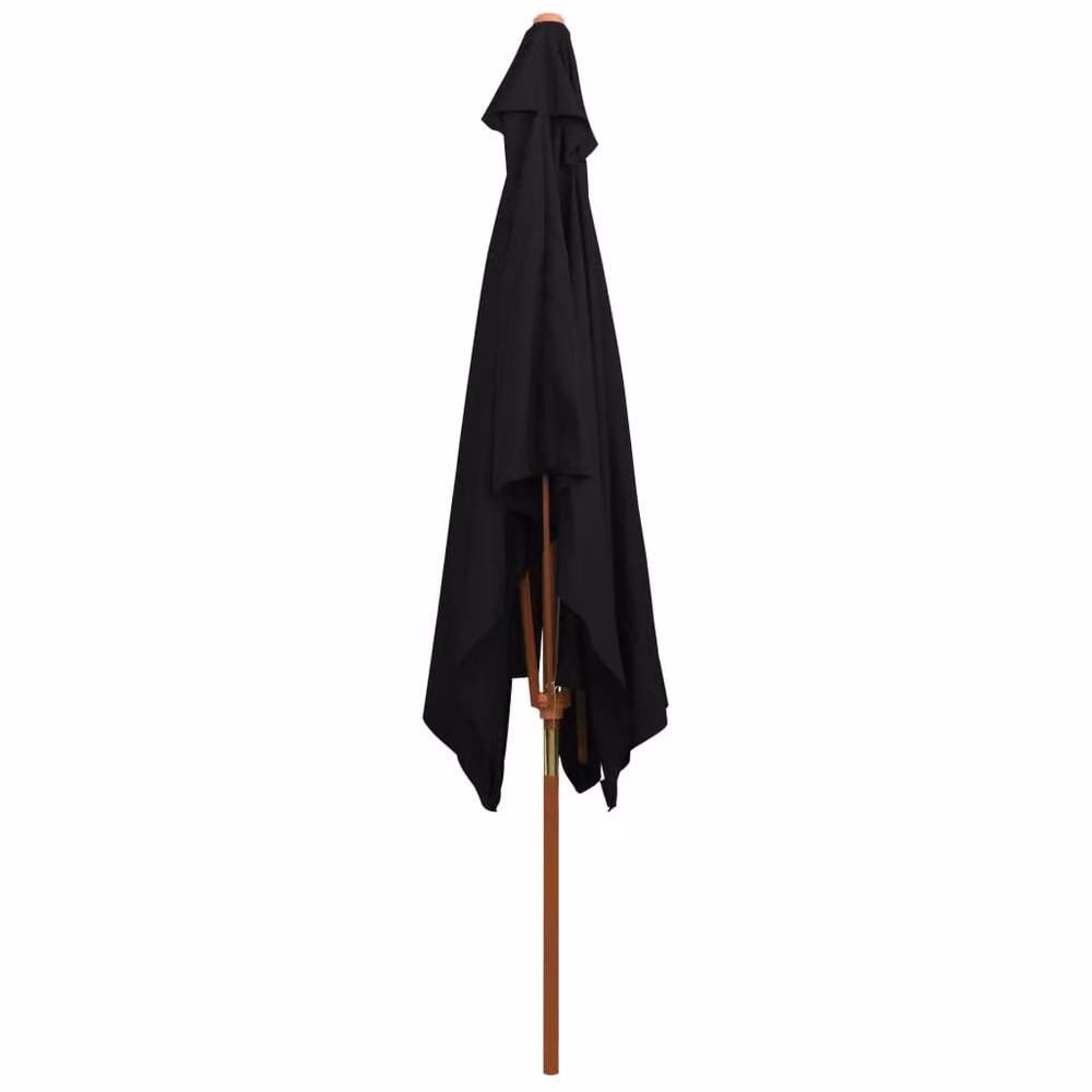 Berkfield Home Outdoor Parasol with Wooden Pole, Black, W: 300 cm, D: 200 cm – 2